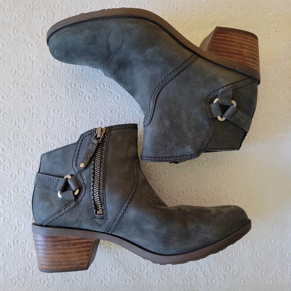 Teva Boots Gray Womens 9 Foxy Ankle Booties Heels Side Zipper 1008317 - Picture 8 of 12